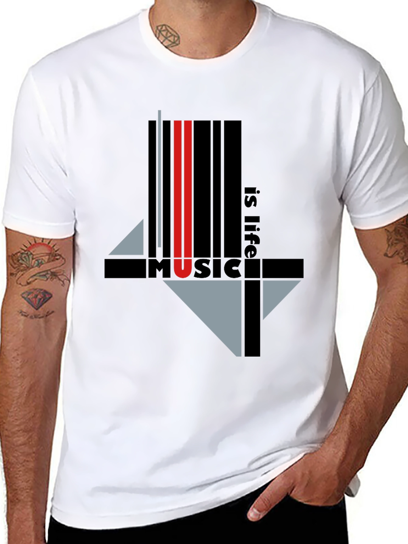 Music is Life Graphic Tee - Black