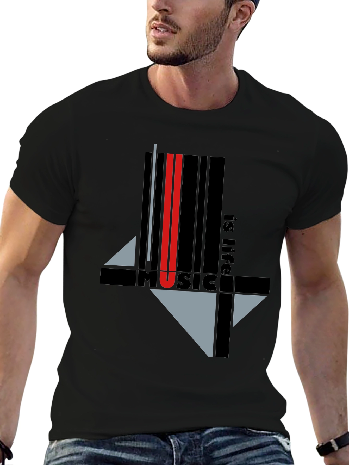 Music is Life Graphic Tee - Black