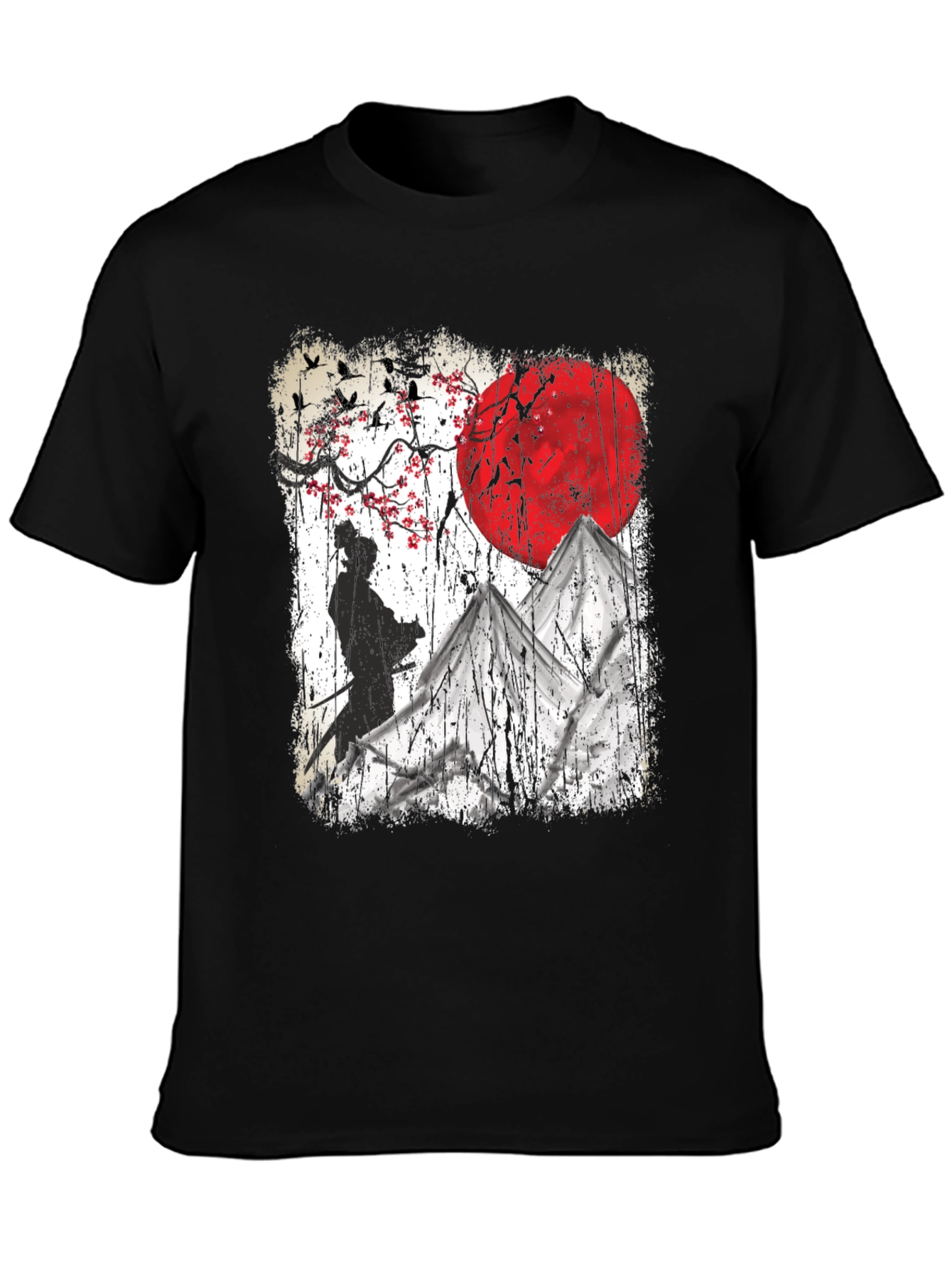 Samurai Moon Graphic Tee - Soft Cotton Blend T-Shirt