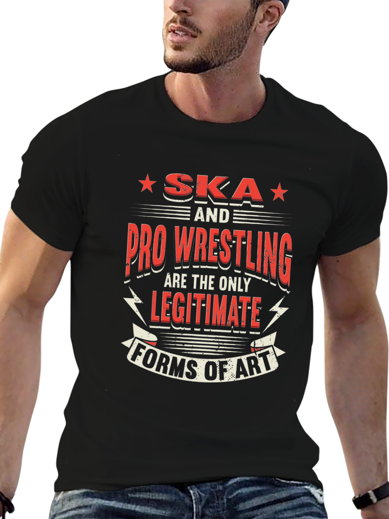 Ska & Pro Wrestling Art Graphic T-Shirt