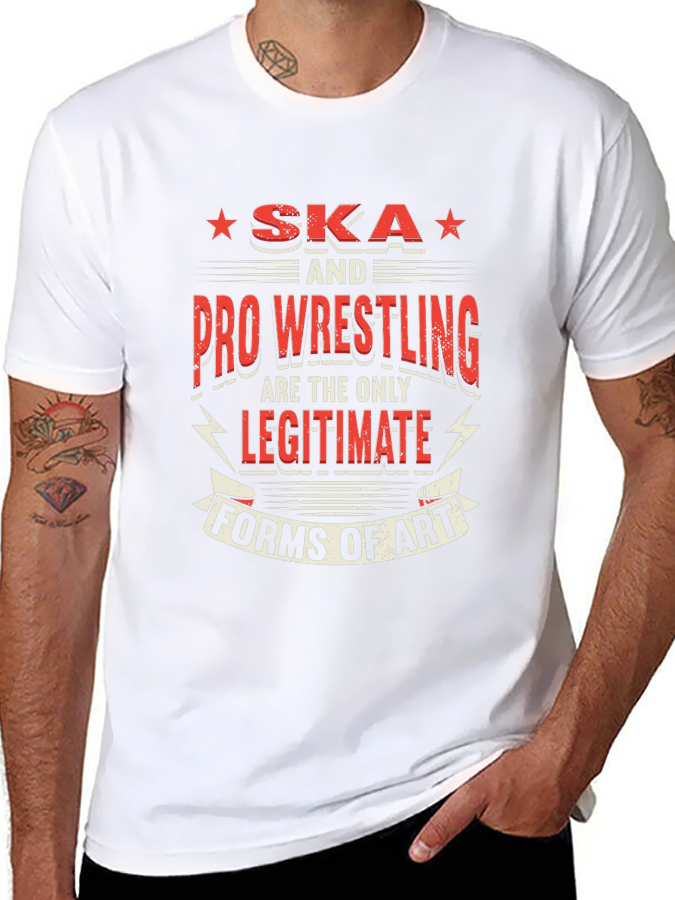 Ska & Pro Wrestling Art Graphic T-Shirt