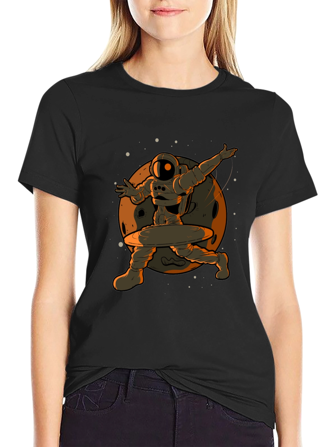 Astronaut Hula Hoop T-Shirt - Black Graphic Tee