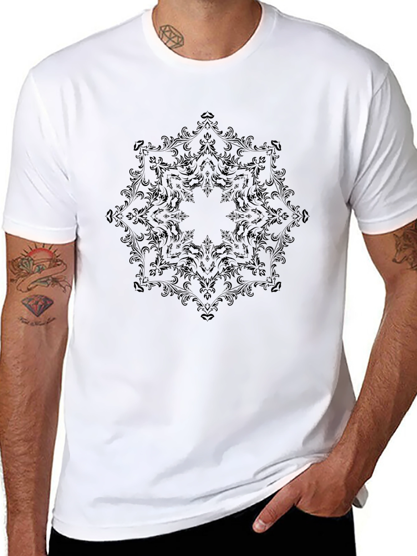 Black Floral Mandala T-Shirt