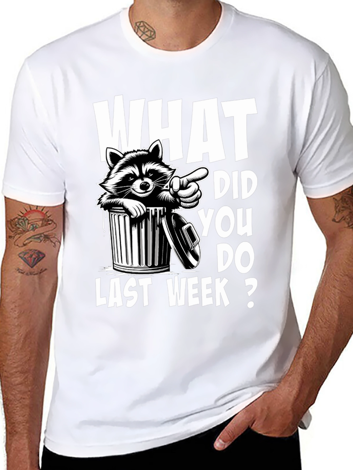Raccoon What Did You Do Last Week? T-Shirt