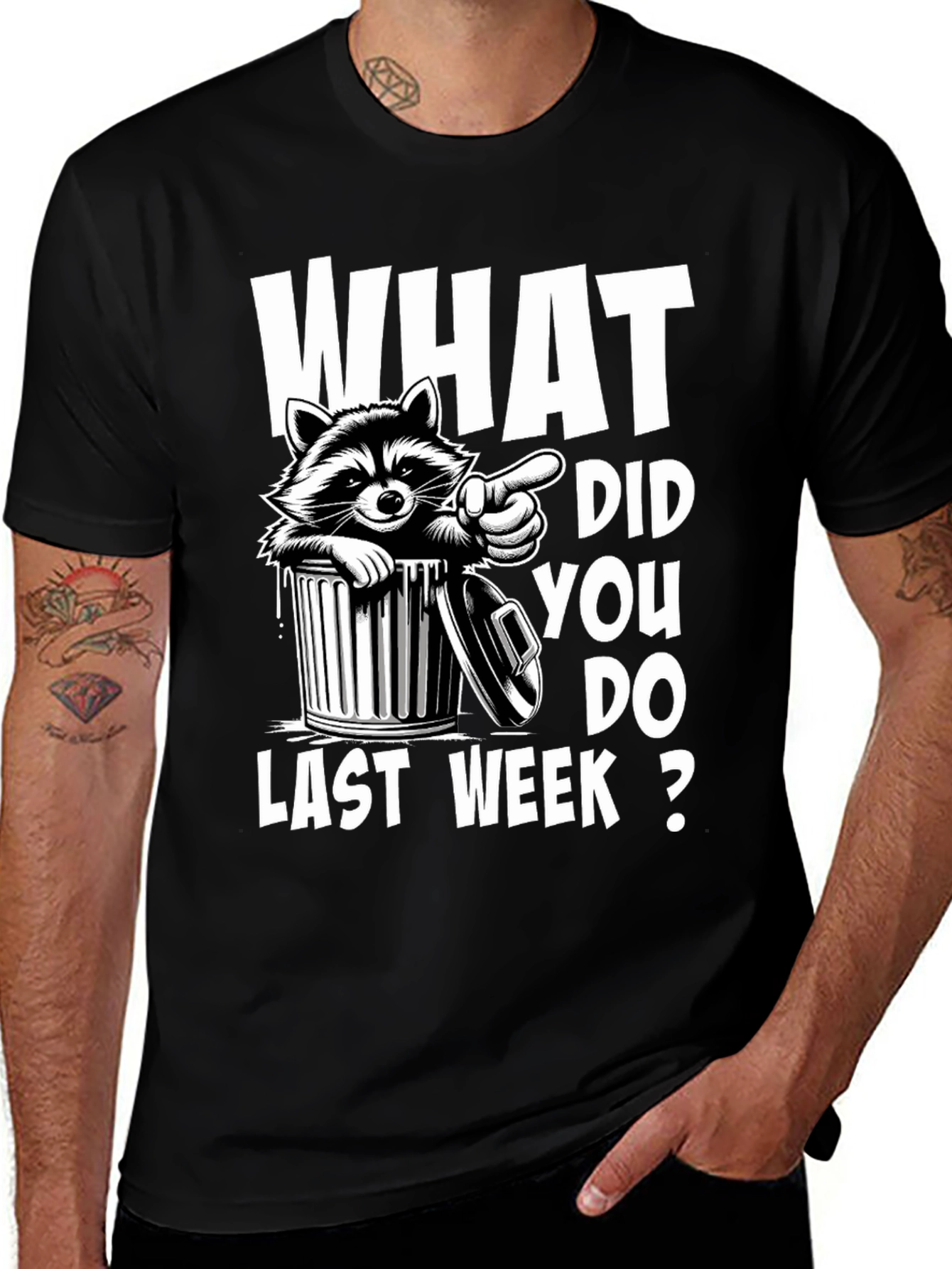 Raccoon What Did You Do Last Week? T-Shirt