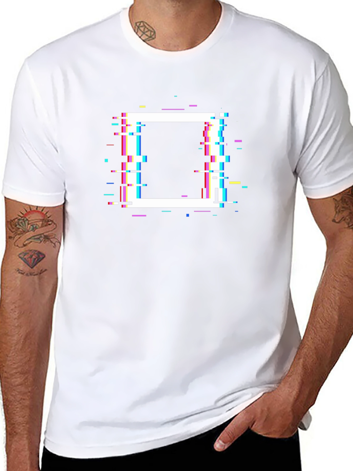 Glitch Square Graphic T-Shirt - Modern Casual Tee