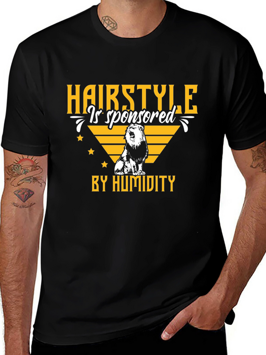 Humidity Lion Graphic T-Shirt - Funny Hair Style Tee