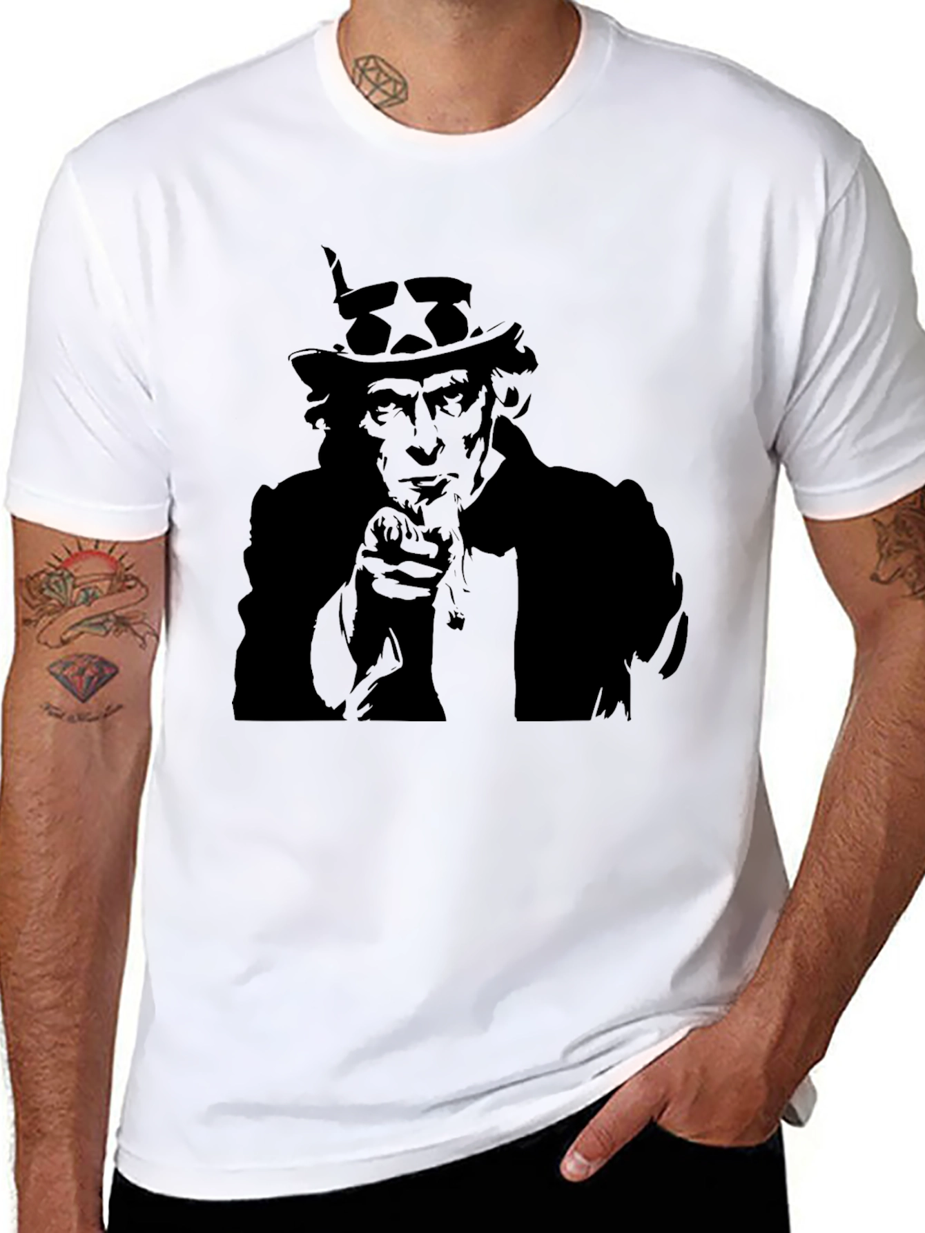 Uncle Sam I Want You Black T-Shirt