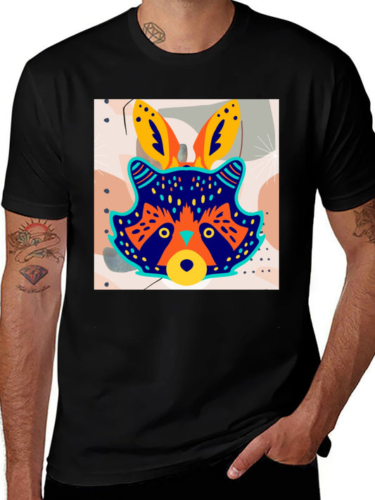 Funky Raccoon Graphic Tee - Stylish Mens Black T-Shirt