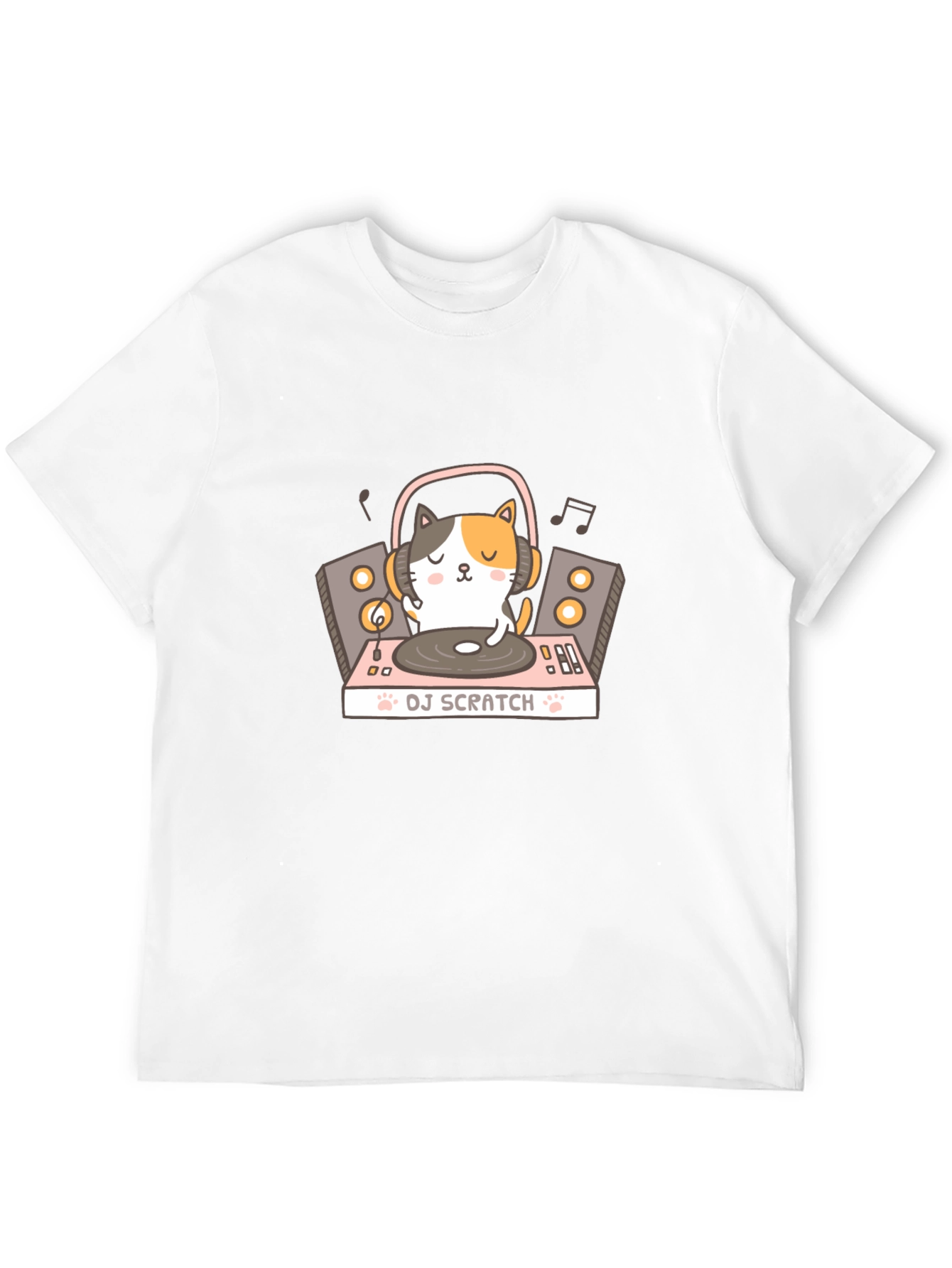 DJ Cat Scratch T-Shirt - Black Cotton Tee