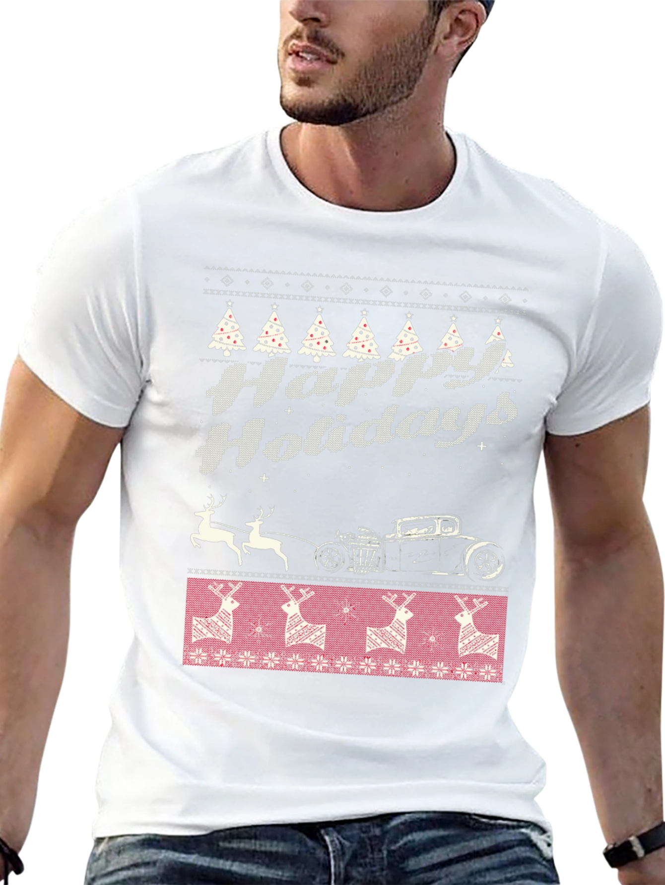 Happy Holidays Hot Rod Christmas T-Shirt
