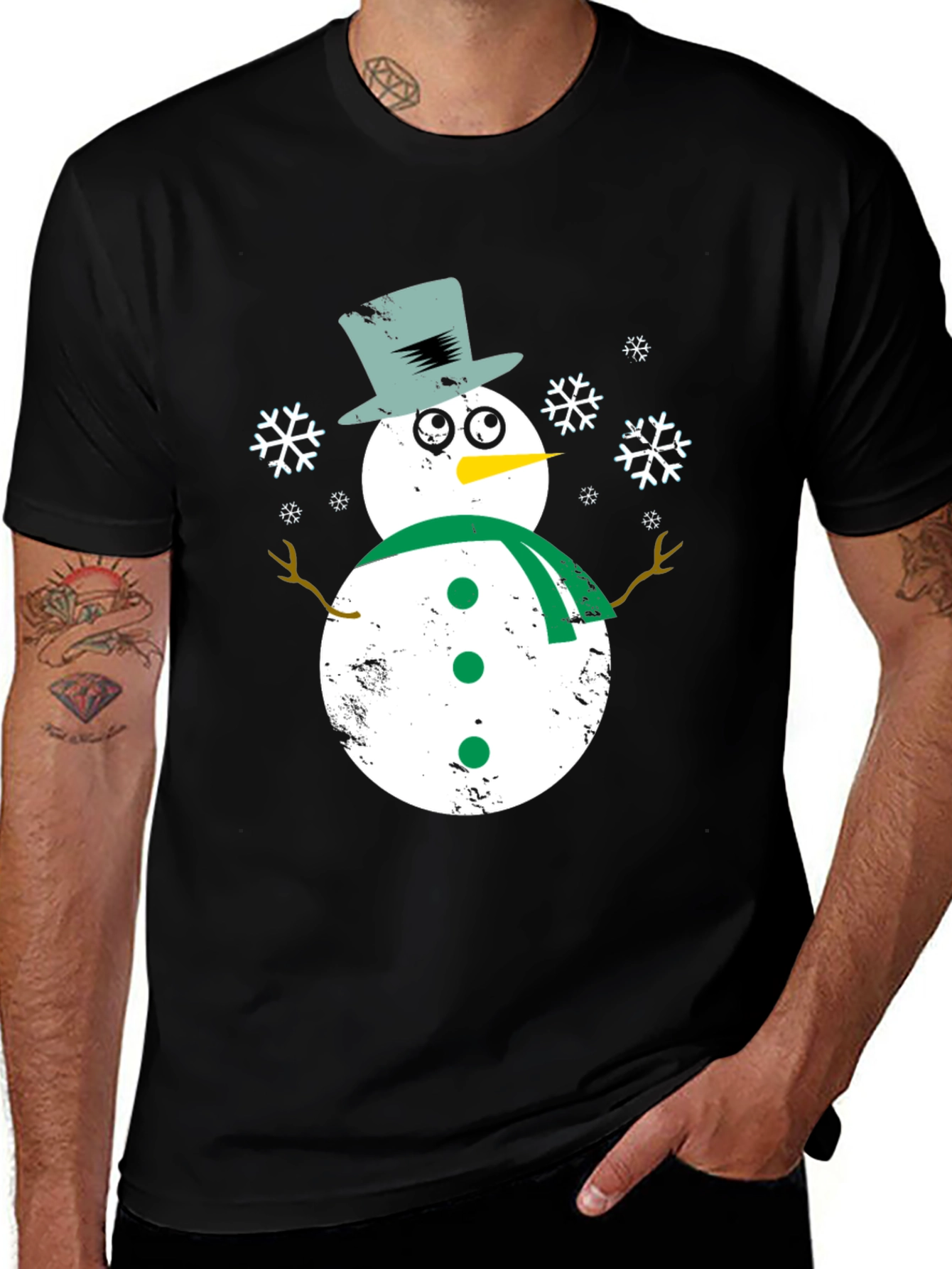Whimsical Snowman Graphic Tee - Festive Holiday Shirt
