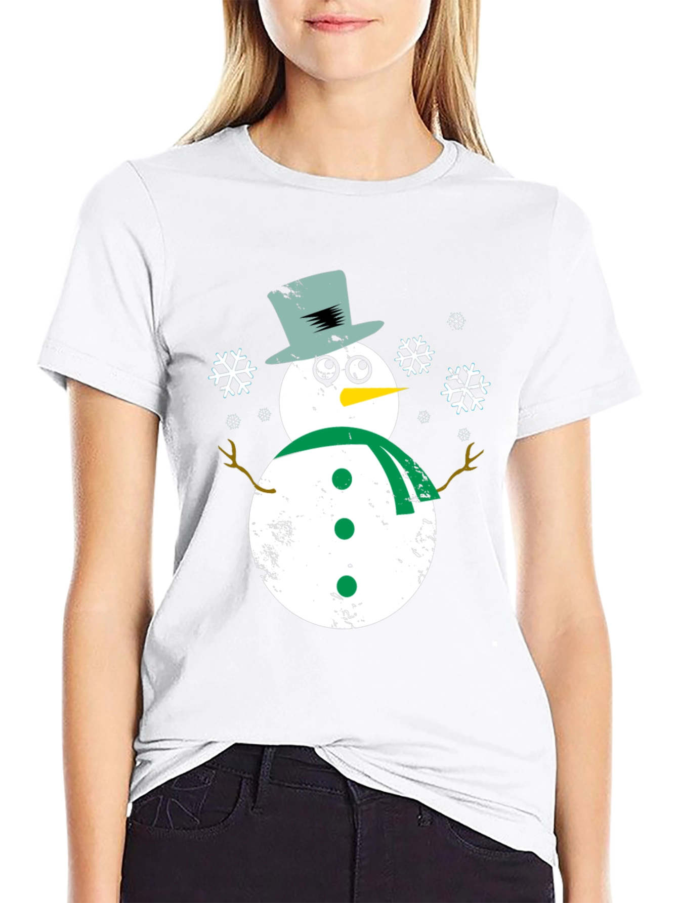 Whimsical Snowman Graphic Tee - Festive Holiday Shirt