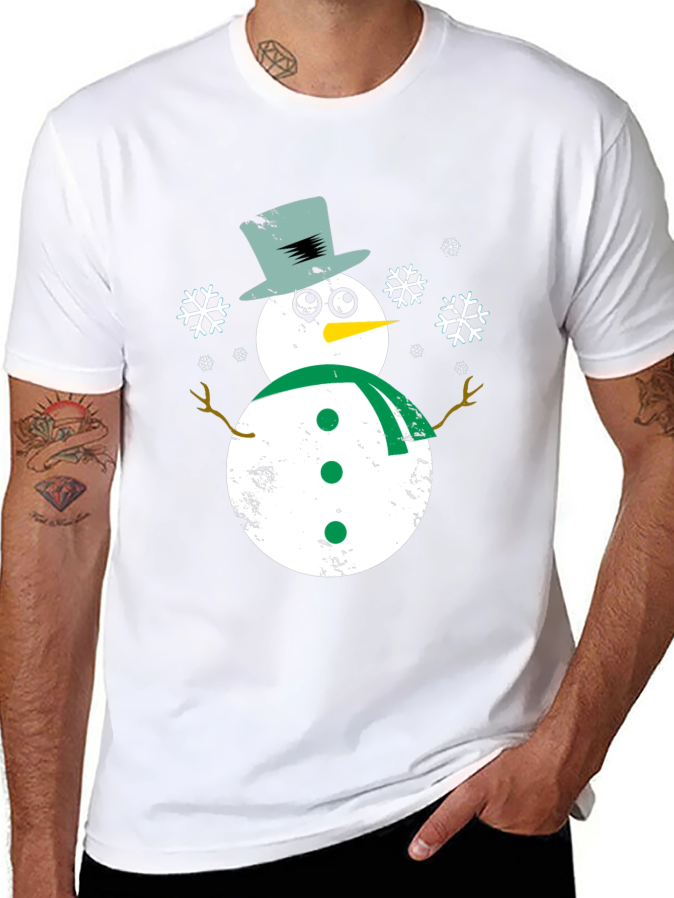 Whimsical Snowman Graphic Tee - Festive Holiday Shirt