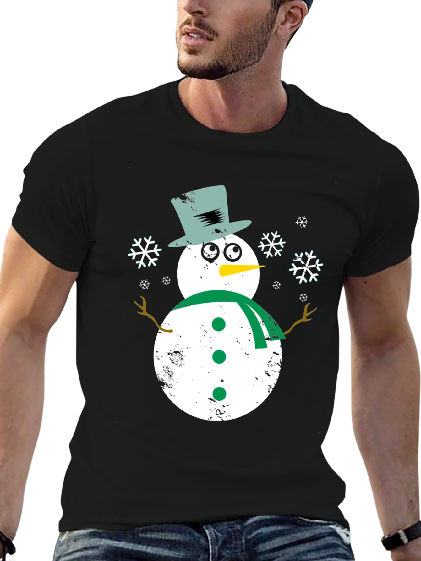 Whimsical Snowman Graphic Tee - Festive Holiday Shirt