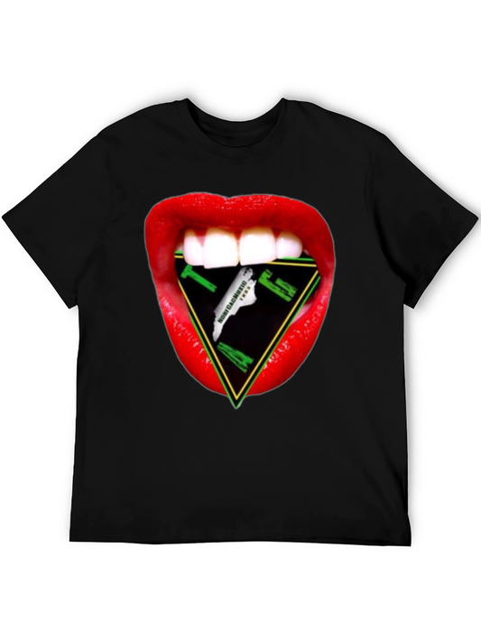 Lips Triangle Graphic Tee - Modern Streetwear Style