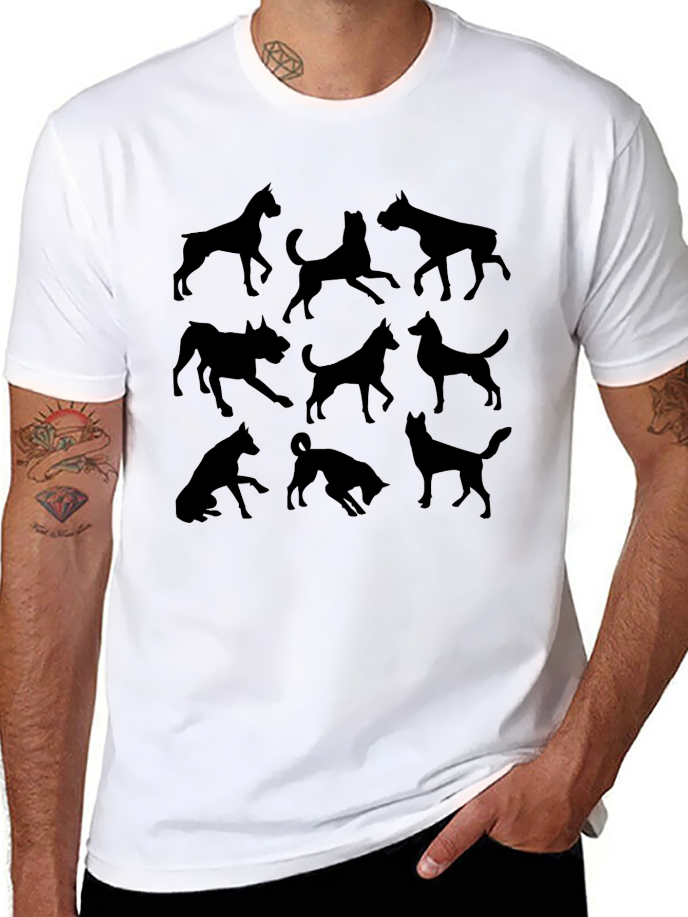 Dog Silhouettes Black Graphic Tee