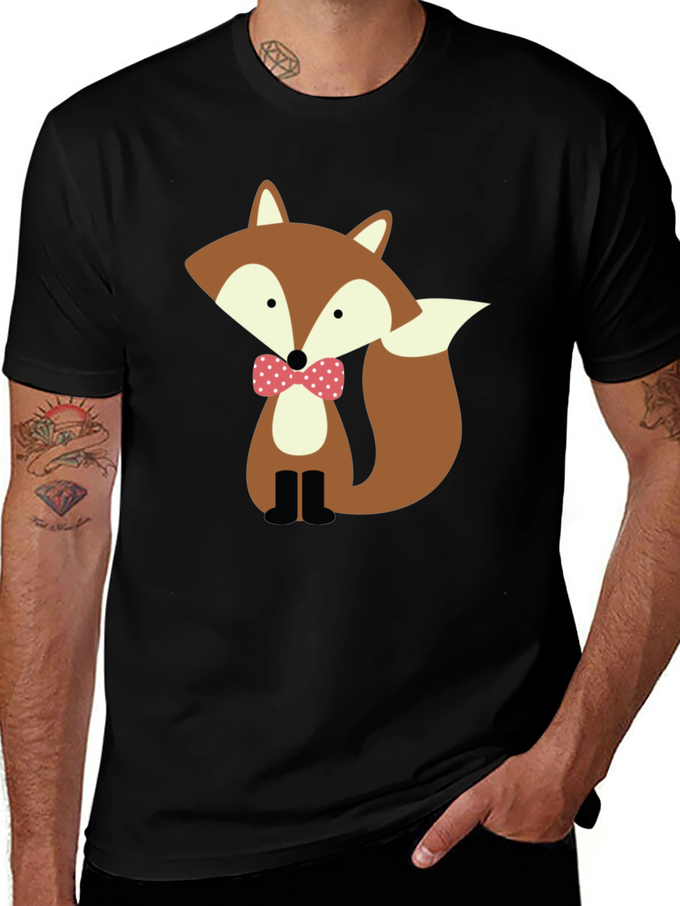 Fox Bowtie Graphic Tee - Stylish Casual Wear