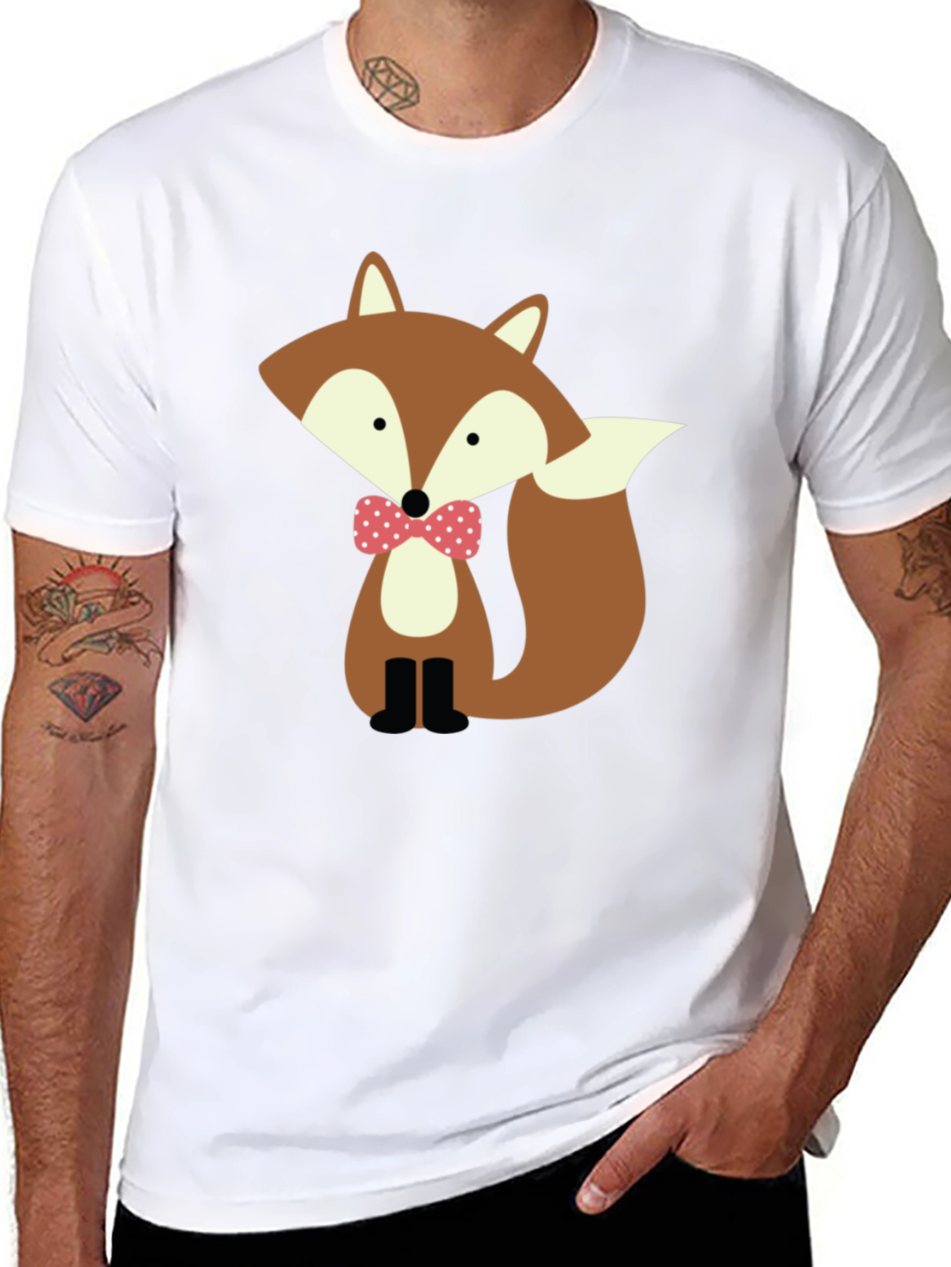 Fox Bowtie Graphic Tee - Stylish Casual Wear