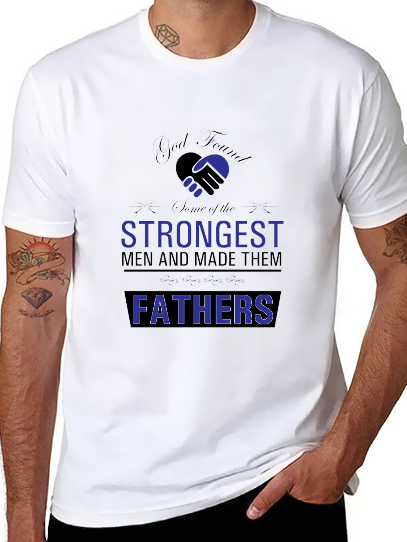 Strongest Fathers Black T-Shirt - Gift for Dad
