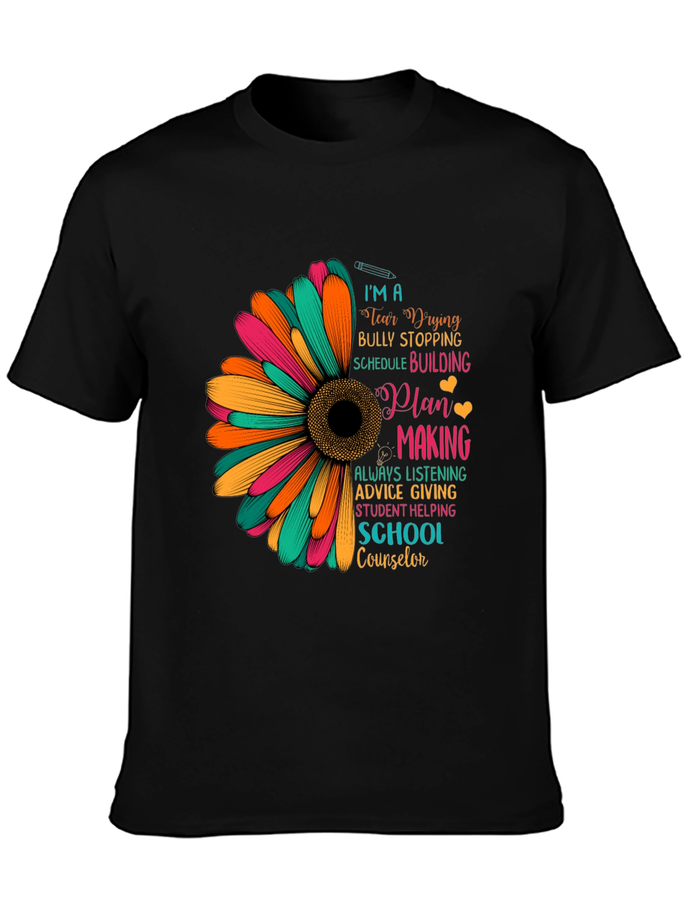 School Counselor Sunflower Graphic T-Shirt
