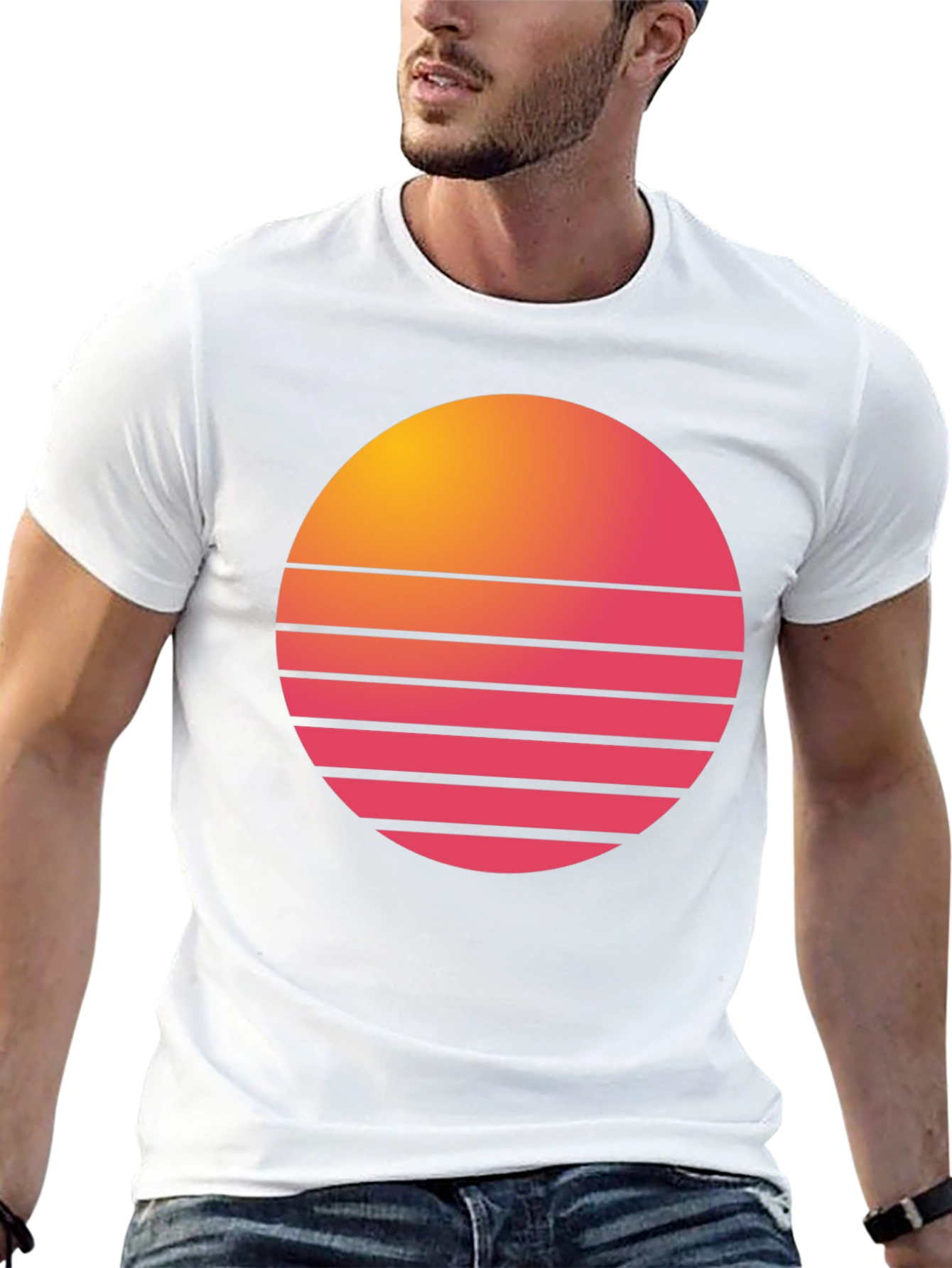 Retro Sunset Graphic Tee - Stylish Black T-Shirt