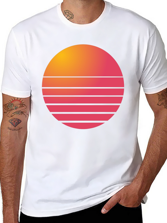 Retro Sunset Graphic Tee - Stylish Black T-Shirt