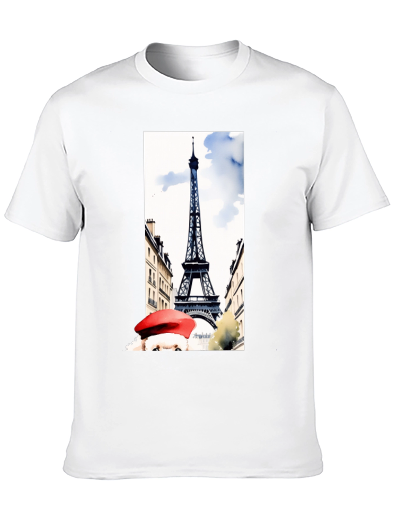 Paris Eiffel Tower Graphic Tee - Black Cotton T-Shirt