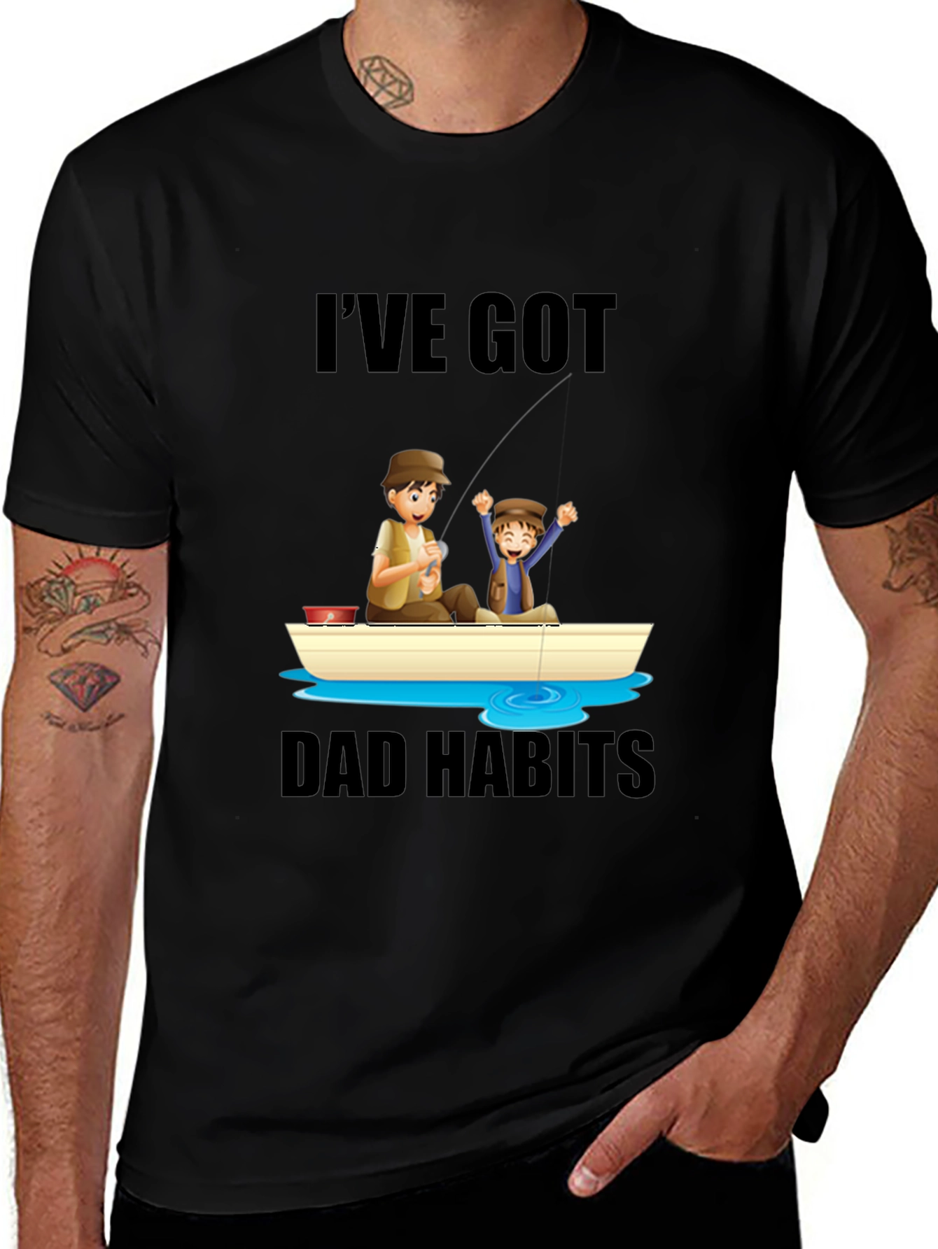 Dad Habits T-Shirt - Fishing Father & Son Design