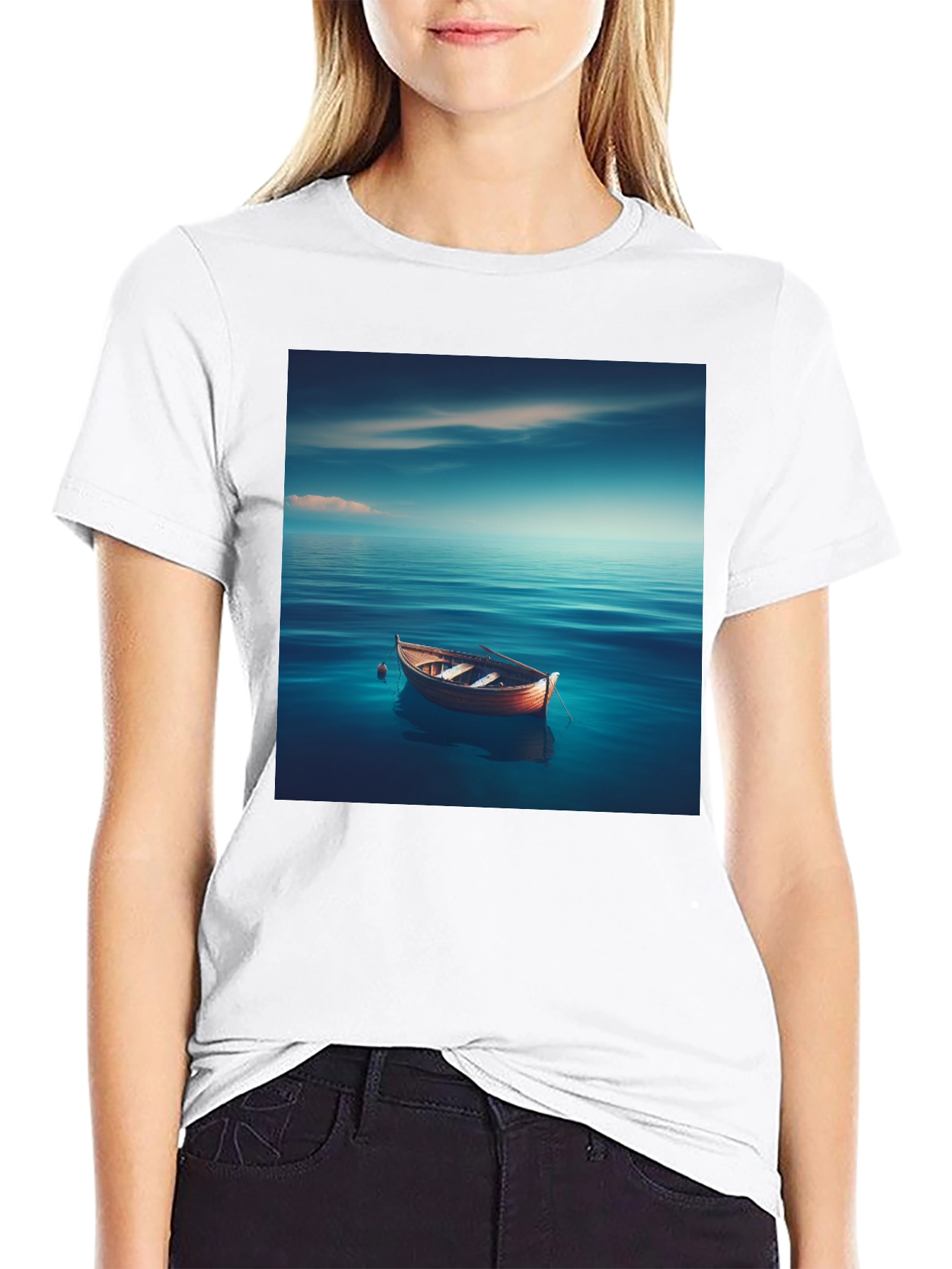 Ocean Boat Graphic Tee - Relaxed Fit Black T-Shirt