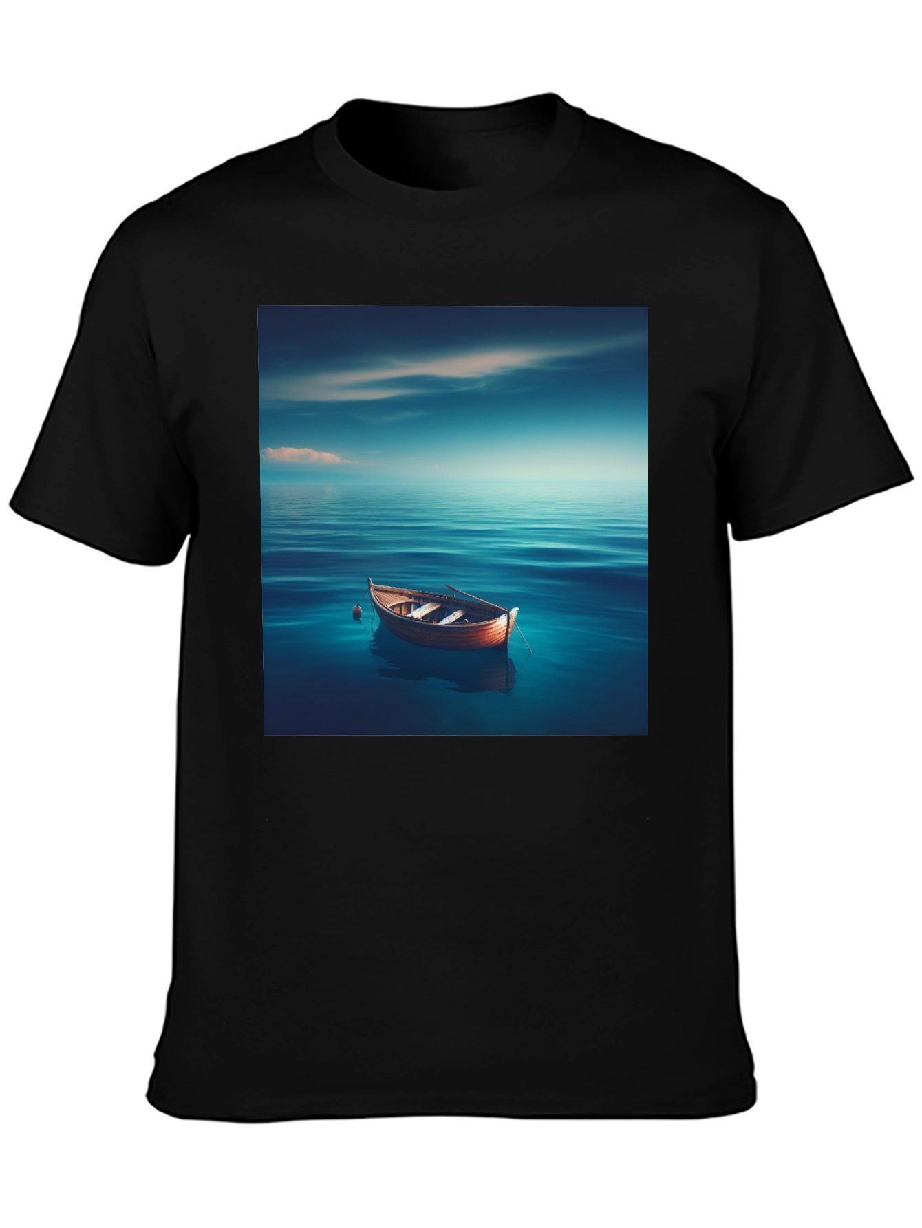 Ocean Boat Graphic Tee - Relaxed Fit Black T-Shirt
