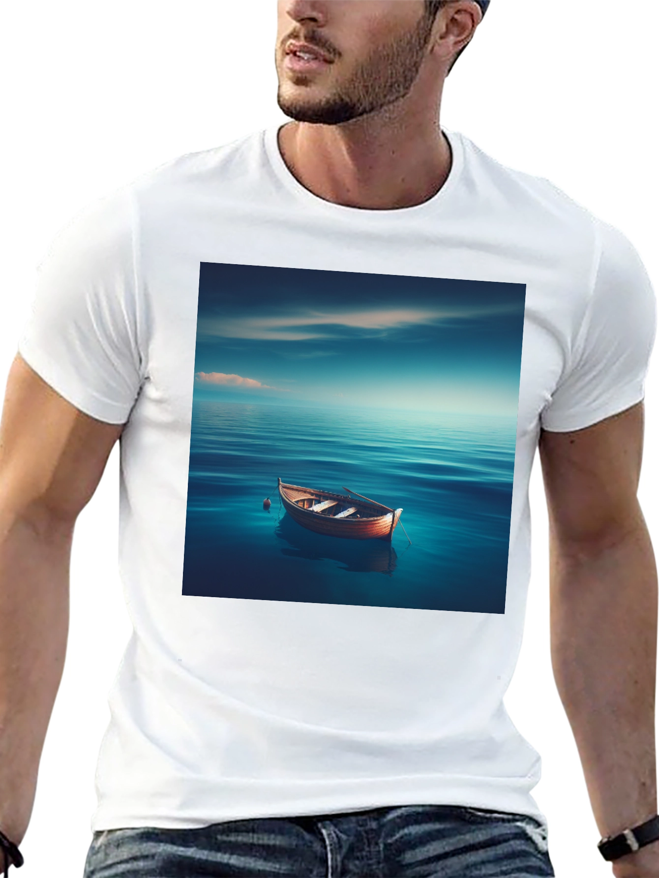 Ocean Boat Graphic Tee - Relaxed Fit Black T-Shirt