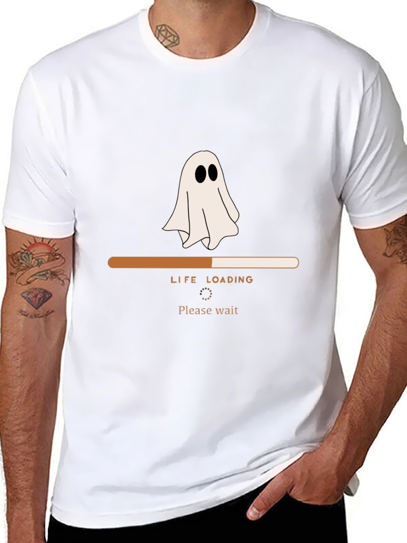 Life Loading Ghost T-Shirt - Funny Halloween Tee