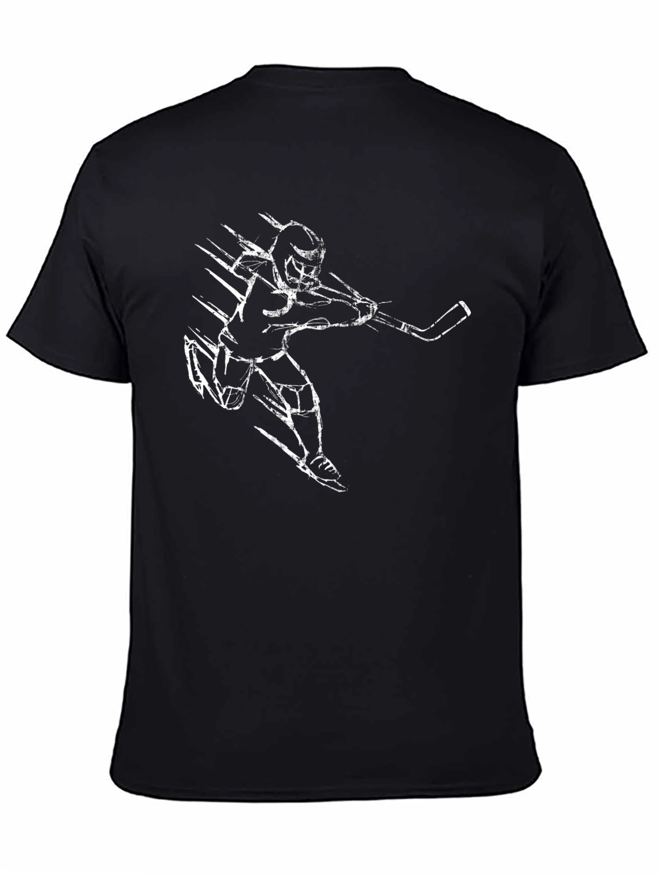 Hockey Player Graphic T-Shirt - Black Cotton Tee