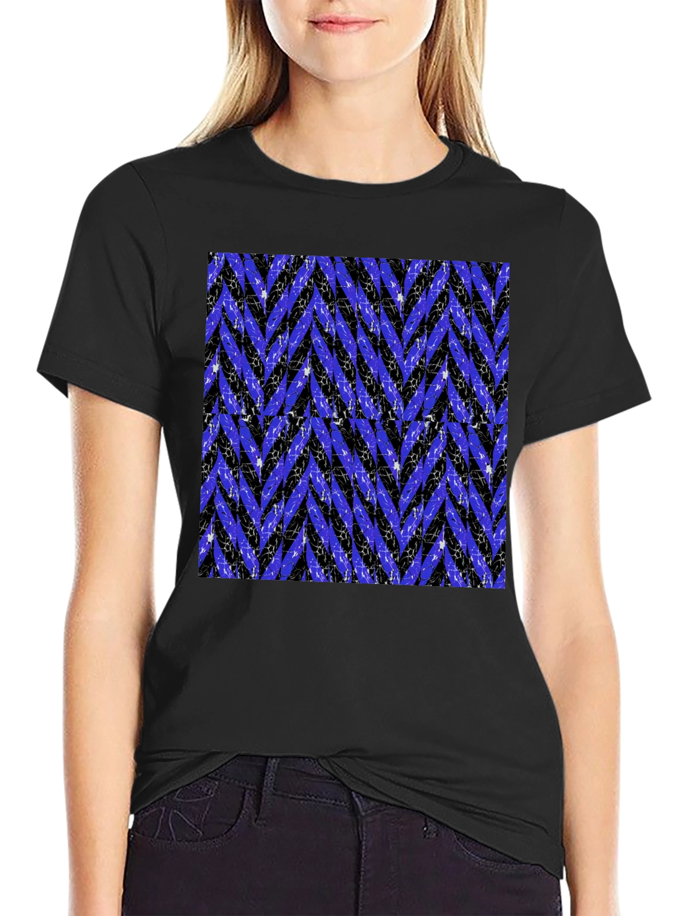 Stylish Black T-Shirt with Zigzag Pattern