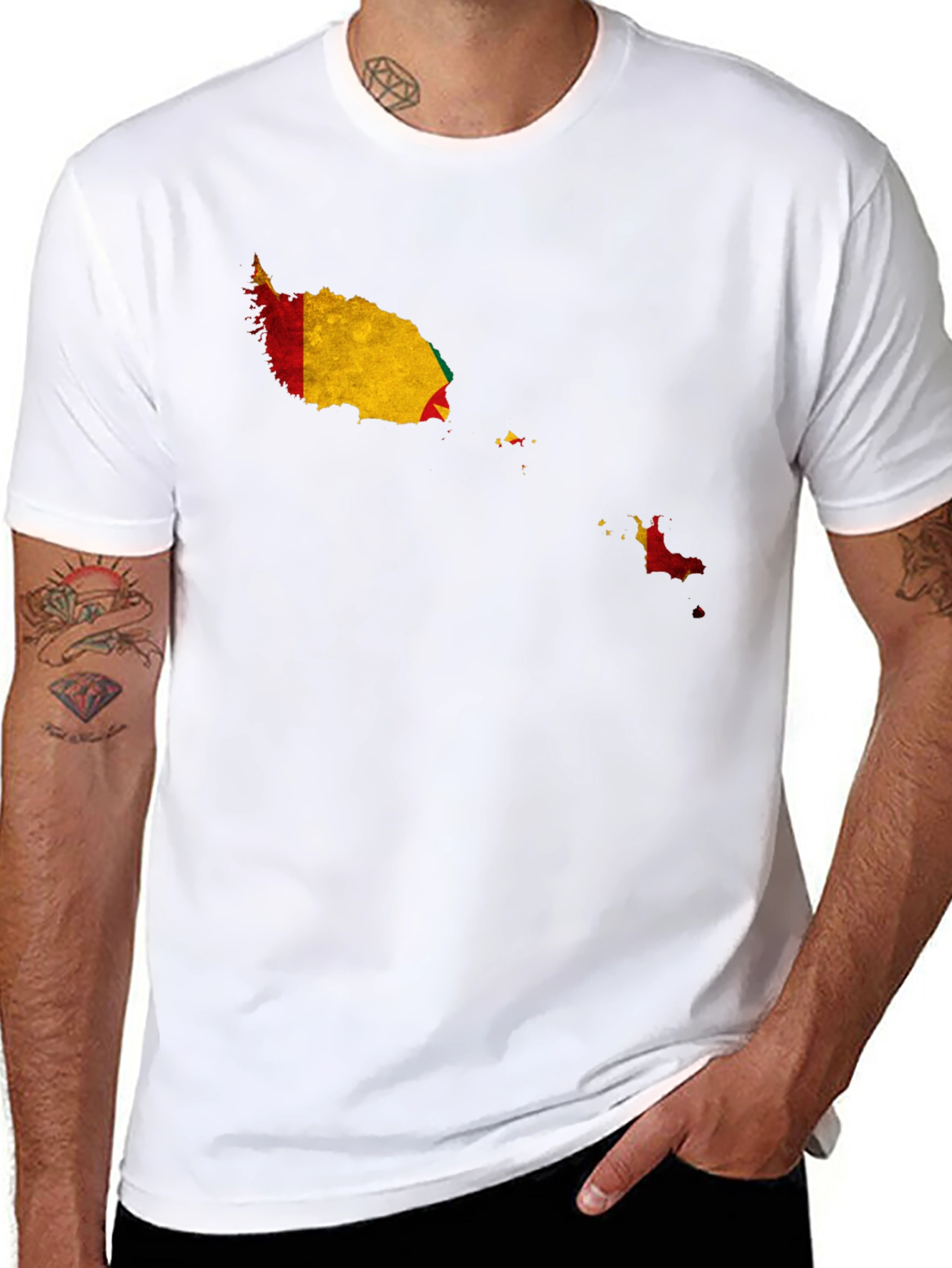 Grenada Flag Map Black T-Shirt