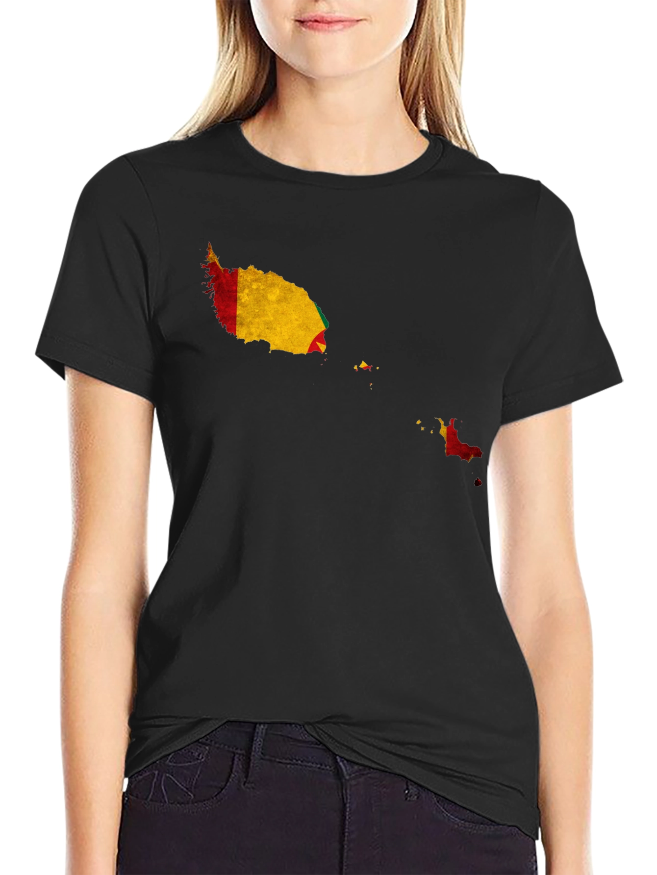 Grenada Flag Map Black T-Shirt