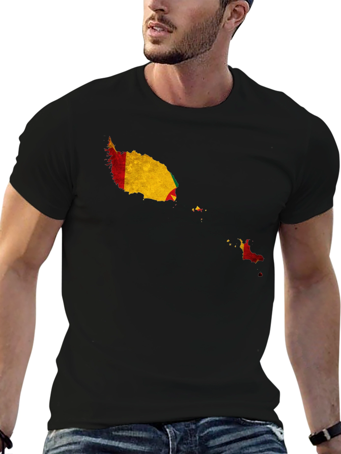 Grenada Flag Map Black T-Shirt