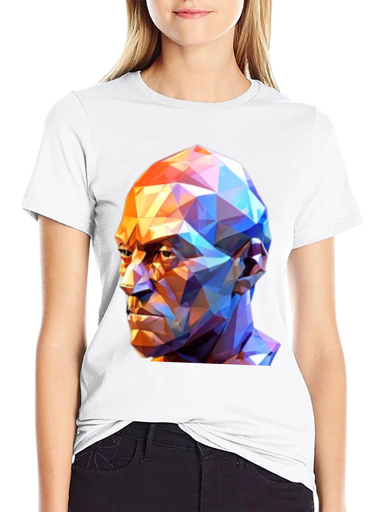 Geometric Face Graphic T-Shirt - Black