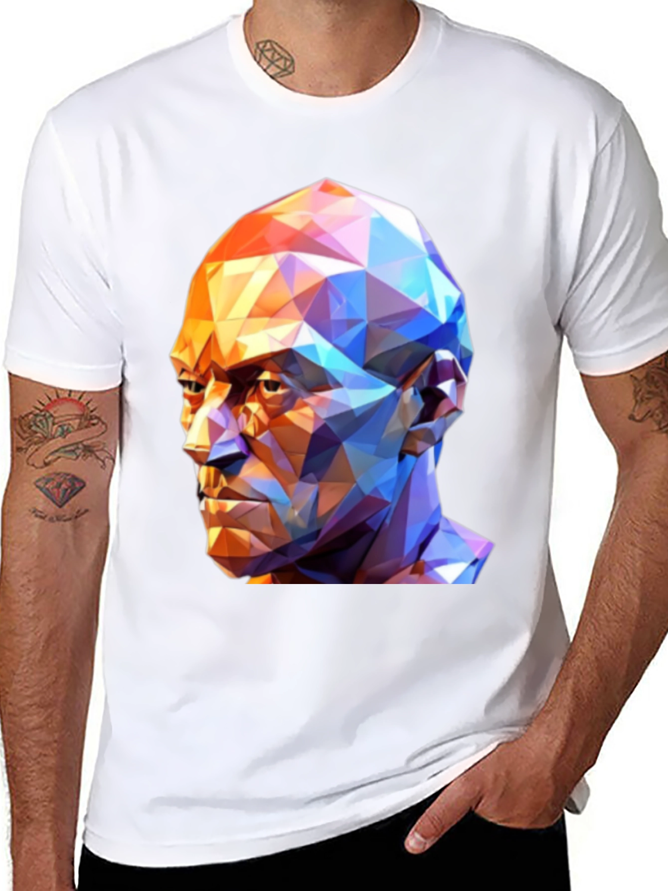 Geometric Face Graphic T-Shirt - Black