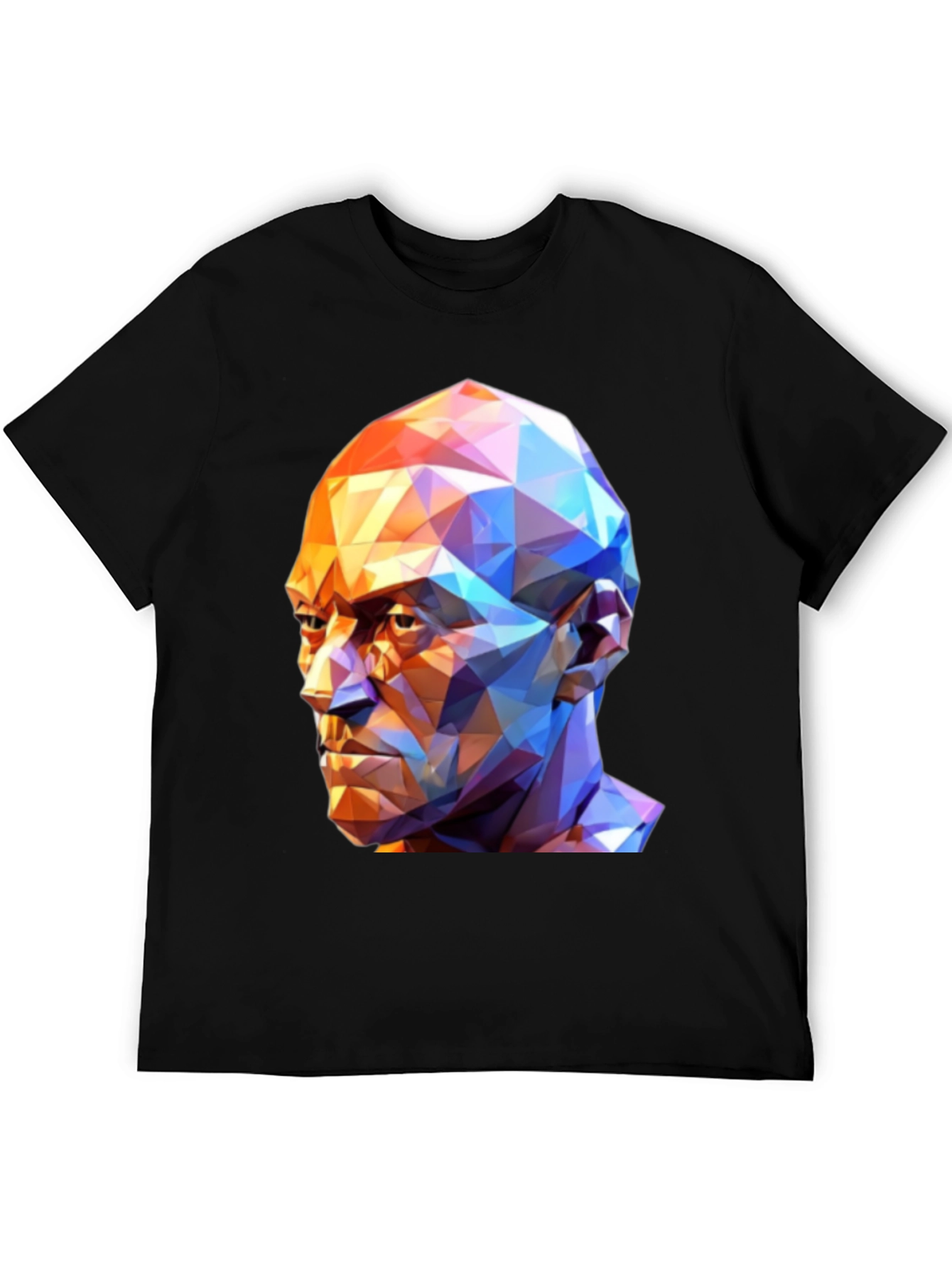 Geometric Face Graphic T-Shirt - Black