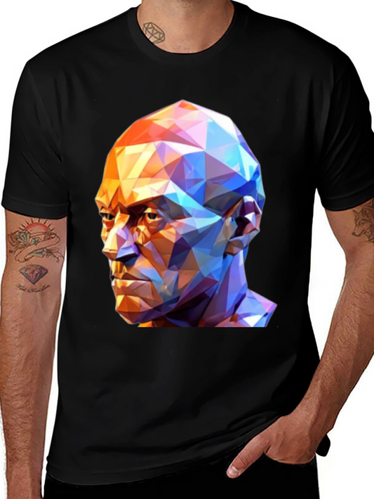 Geometric Face Graphic T-Shirt - Black