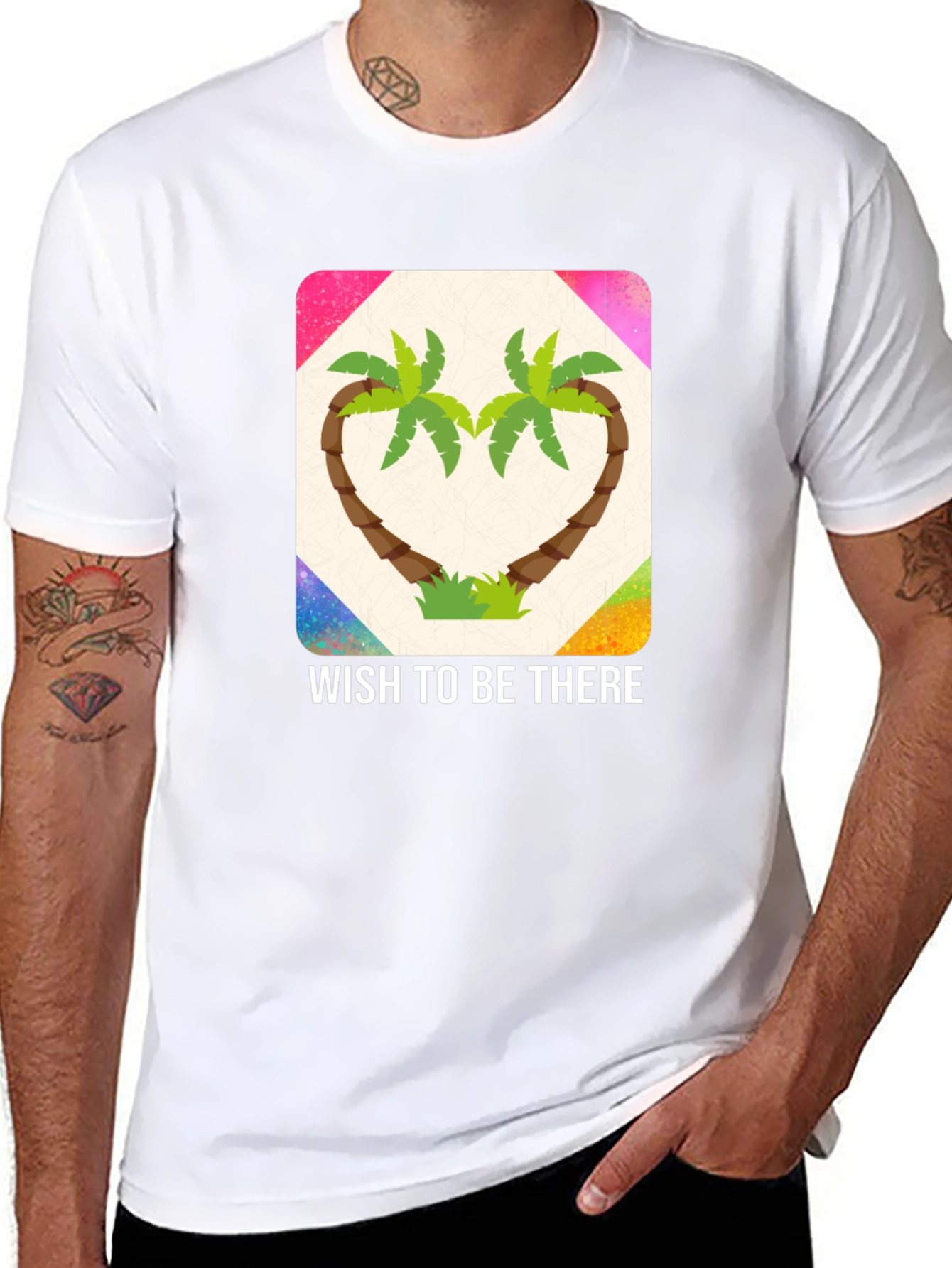 Wish to Be There Palm Tree Heart Graphic Tee