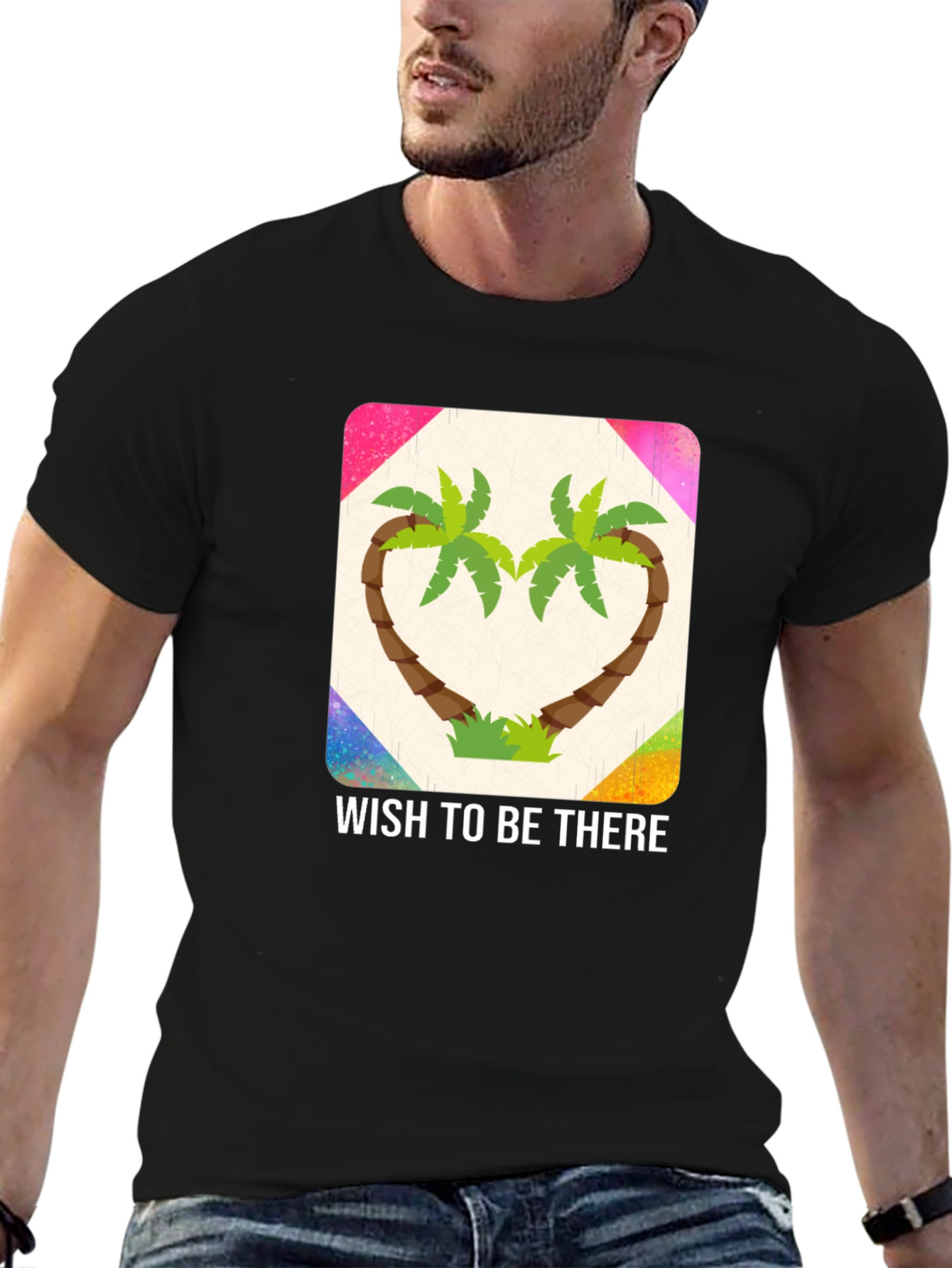 Wish to Be There Palm Tree Heart Graphic Tee