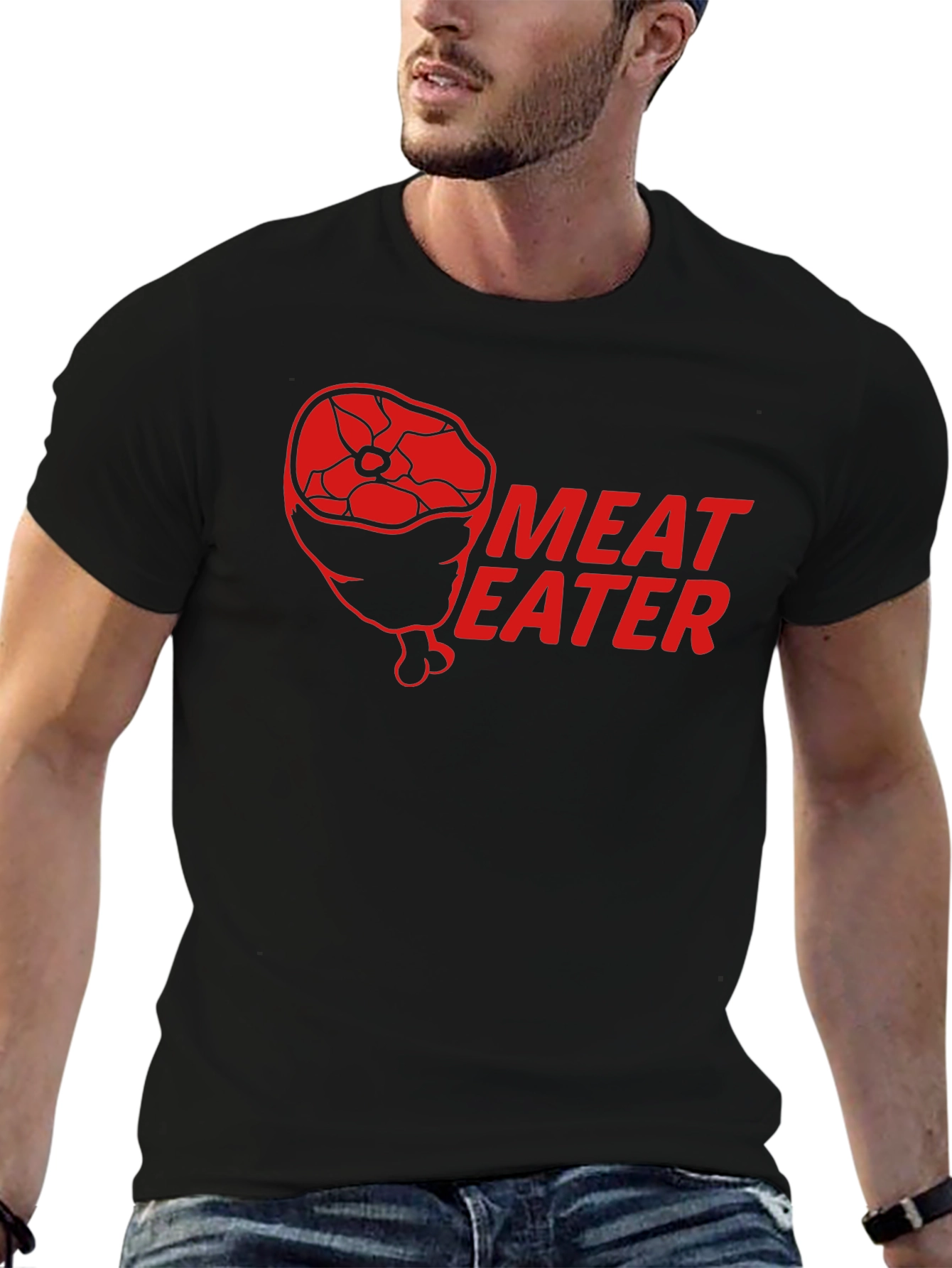Meat Eater Graphic Print Black T-Shirt