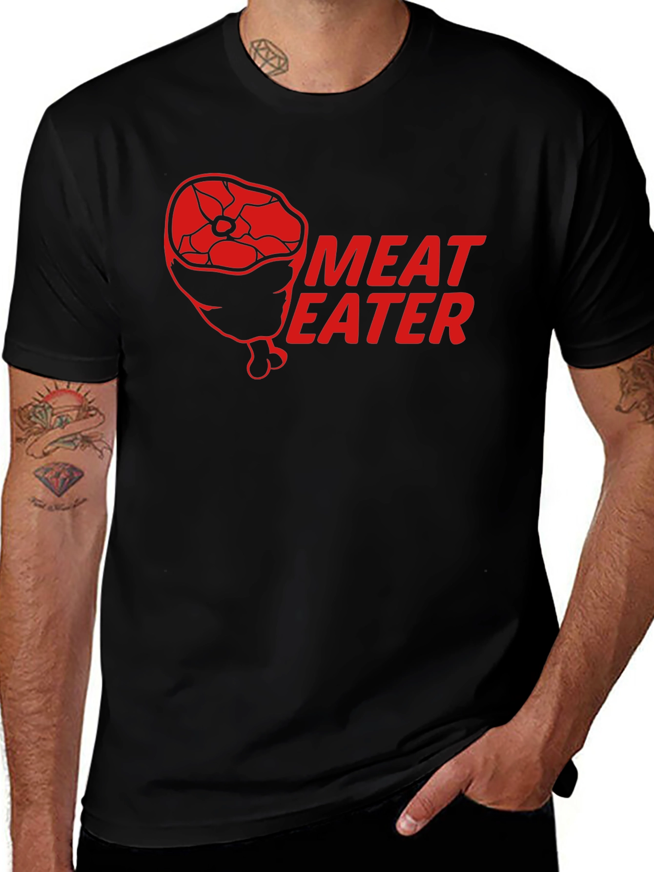 Meat Eater Graphic Print Black T-Shirt