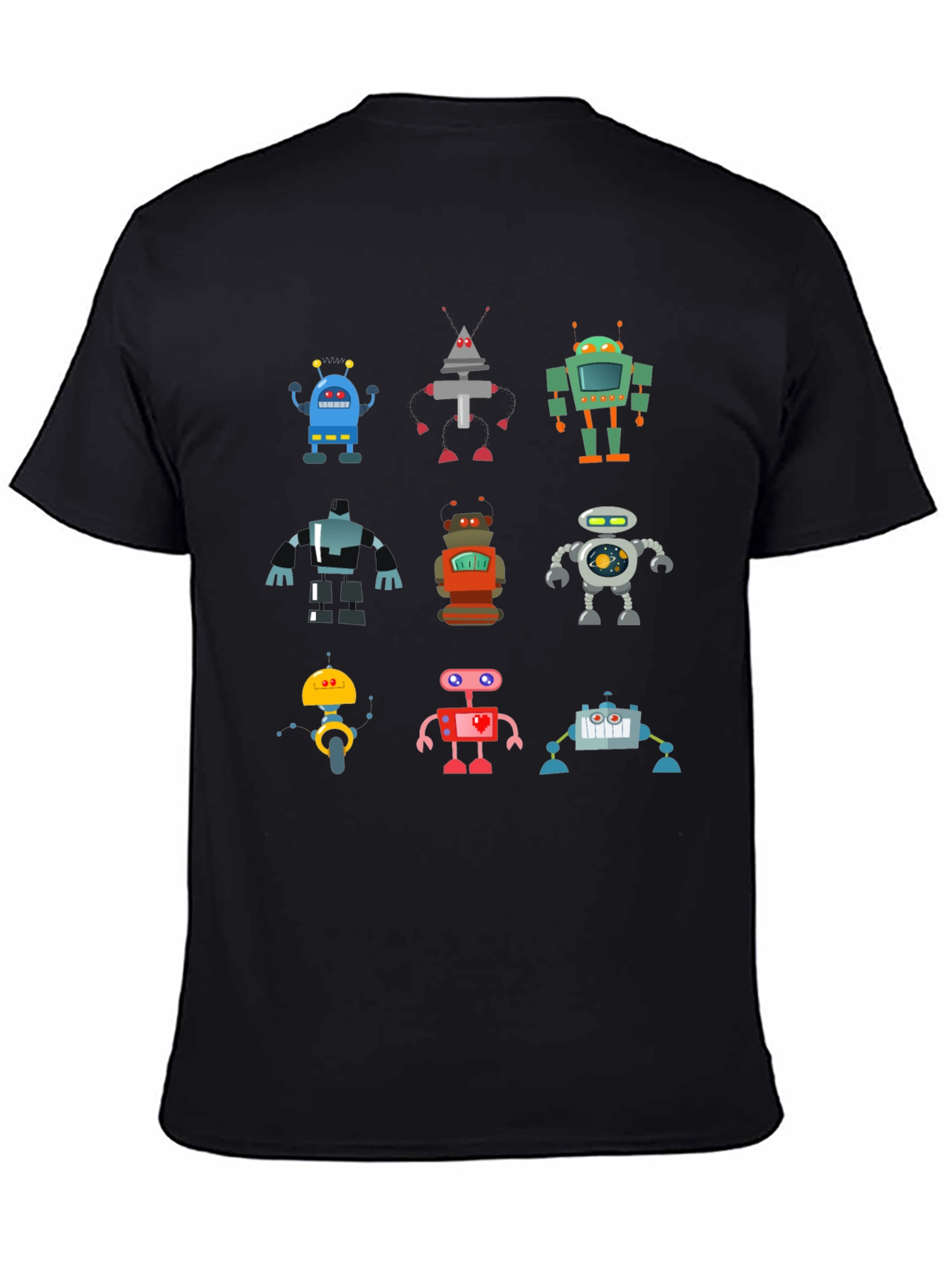 Fun Robot T-Shirt - Black Cotton Graphic Tee