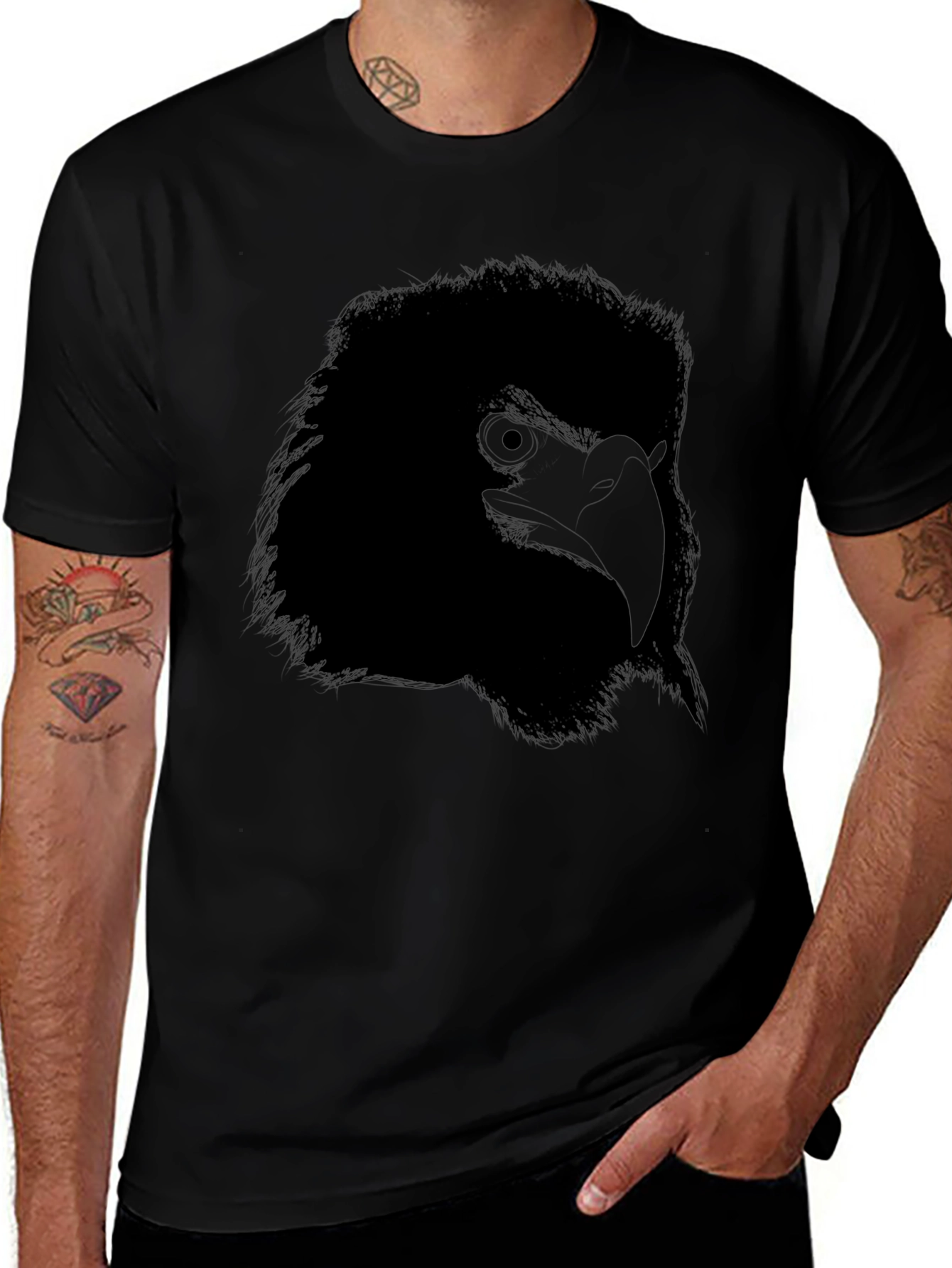 Black Bird Graphic Tee - Mens Stylish Casual Top