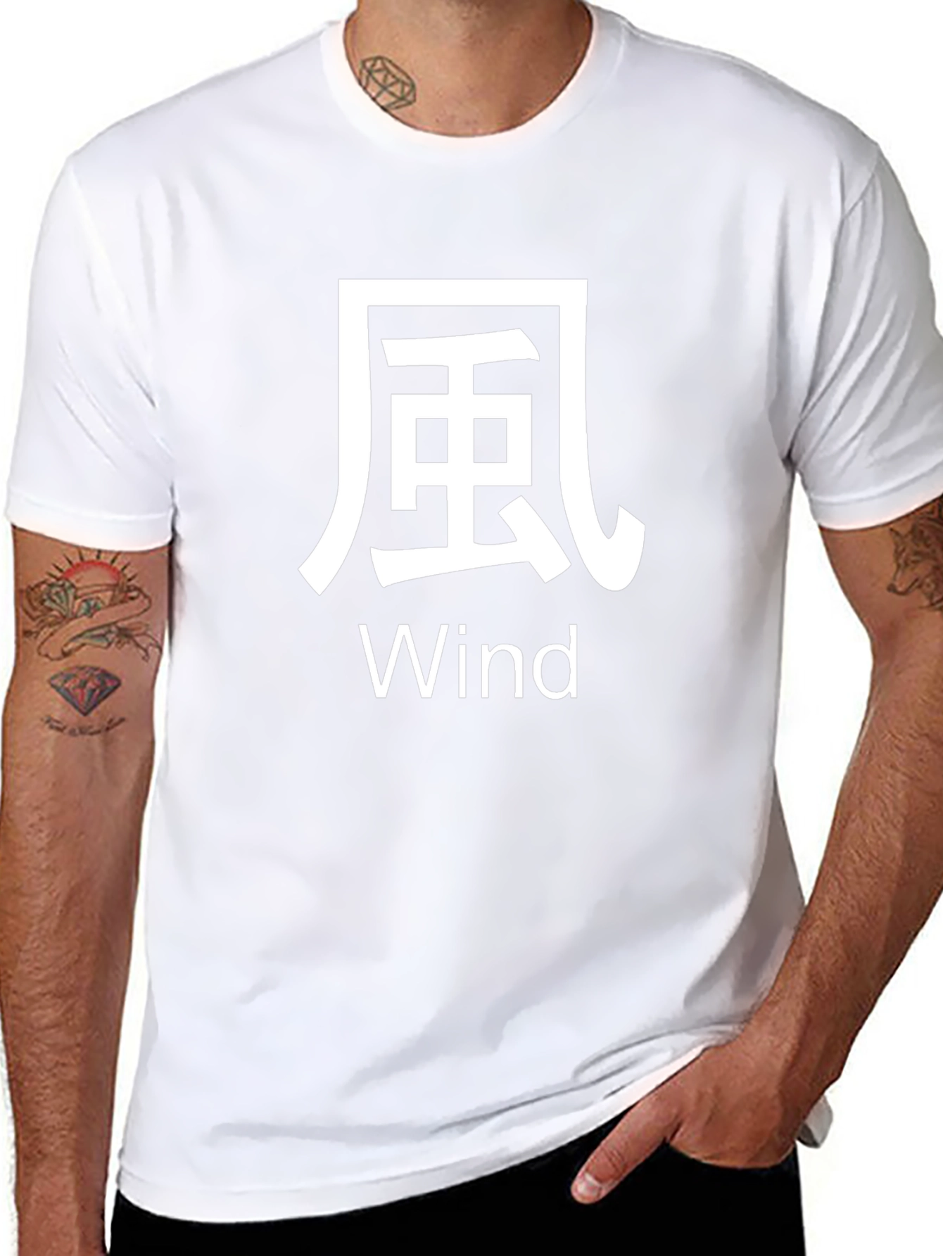 Japanese Wind Kanji Symbol T-Shirt - Black