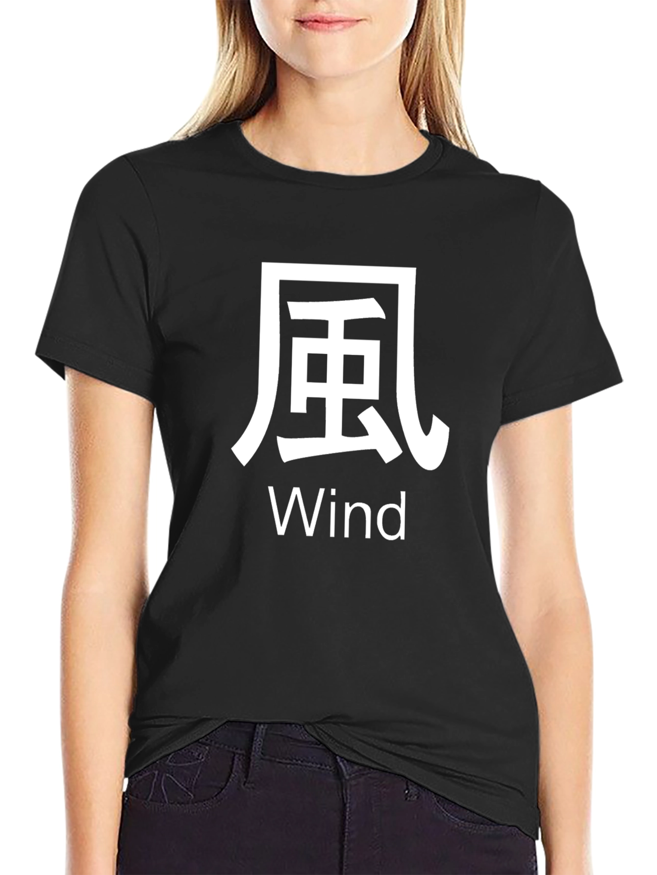 Japanese Wind Kanji Symbol T-Shirt - Black